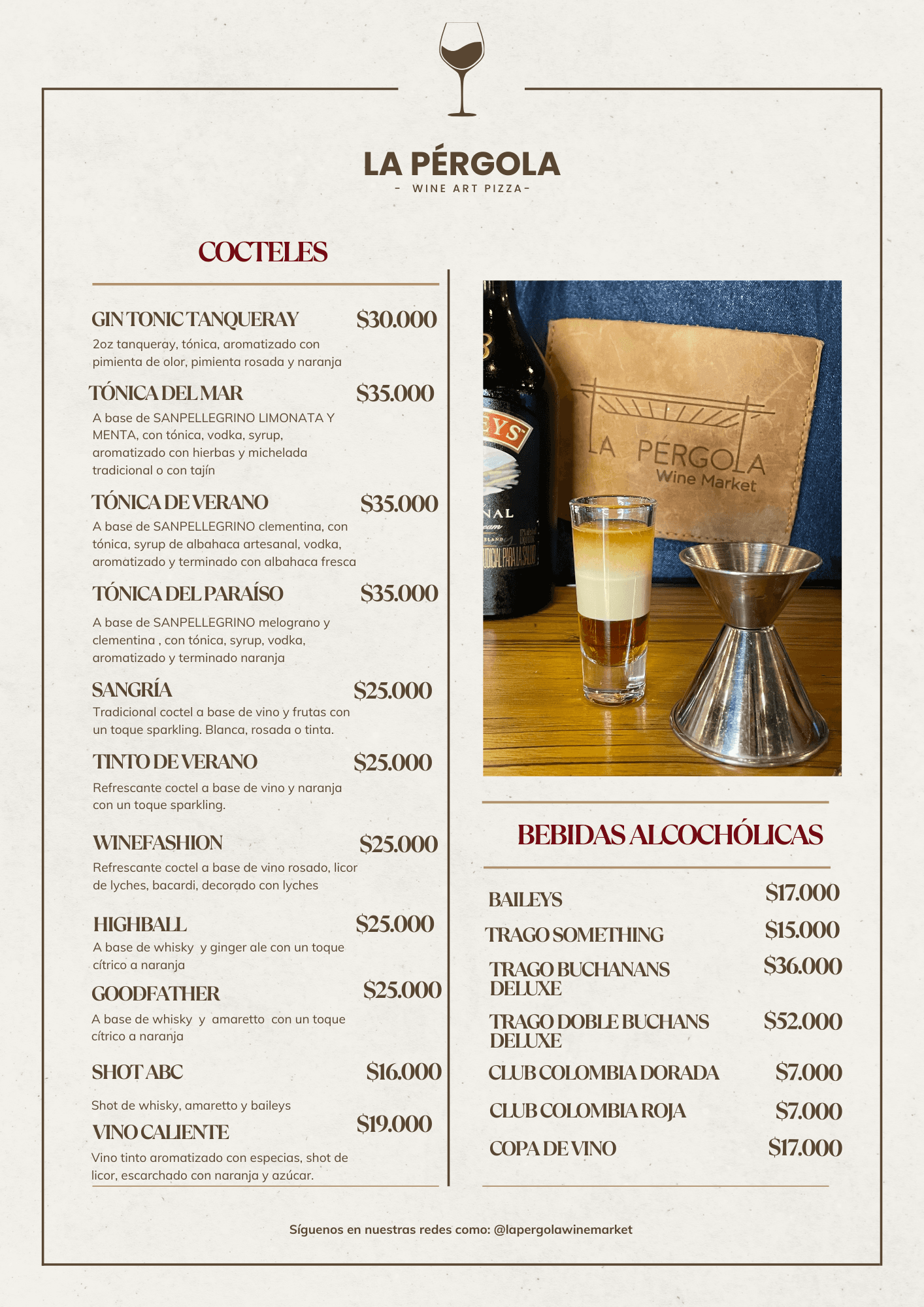 Cocteles por jarra, por copas, sangría, gintonic