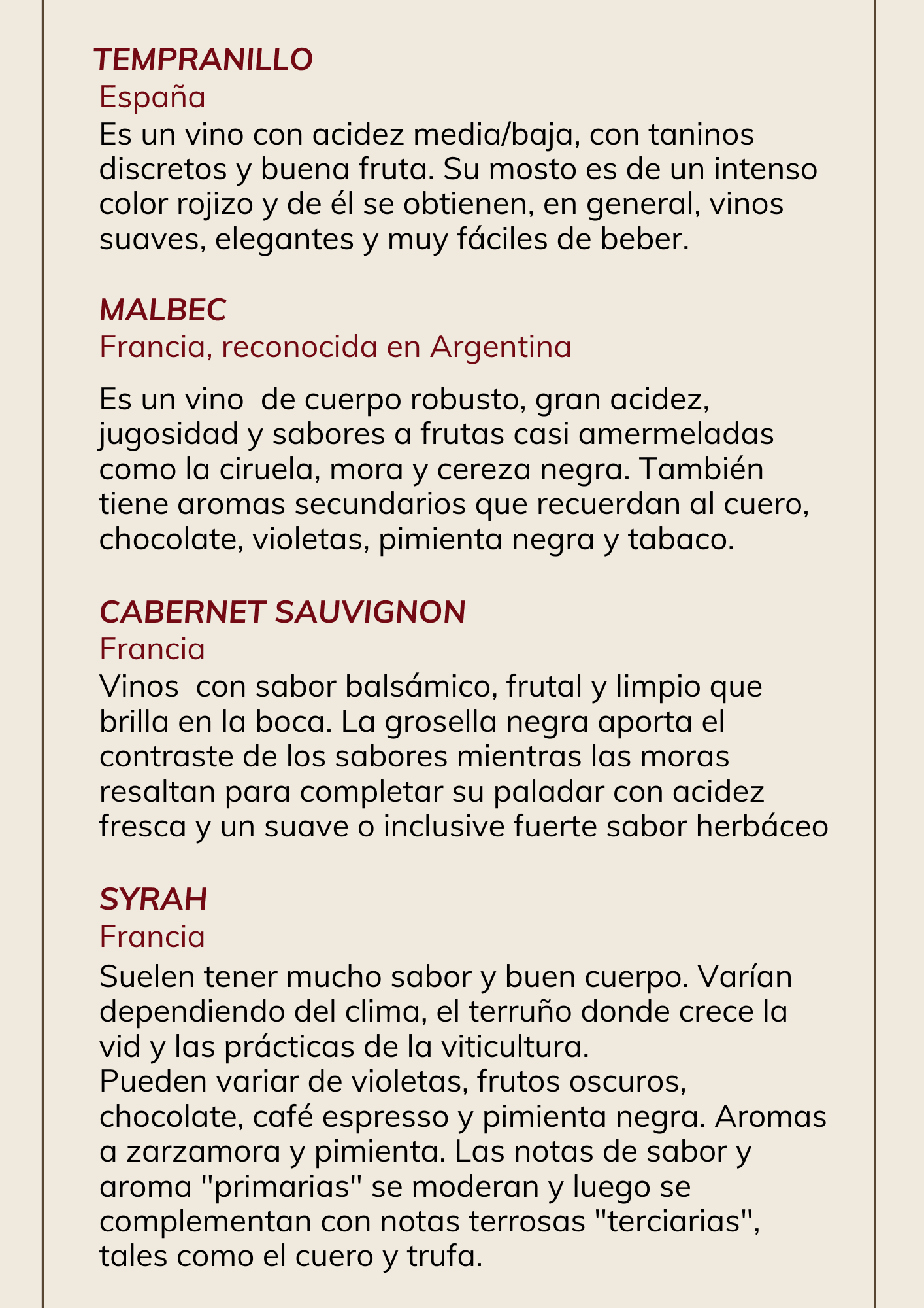 Menú entradas empanadas, pizzas tradicionales, vinos